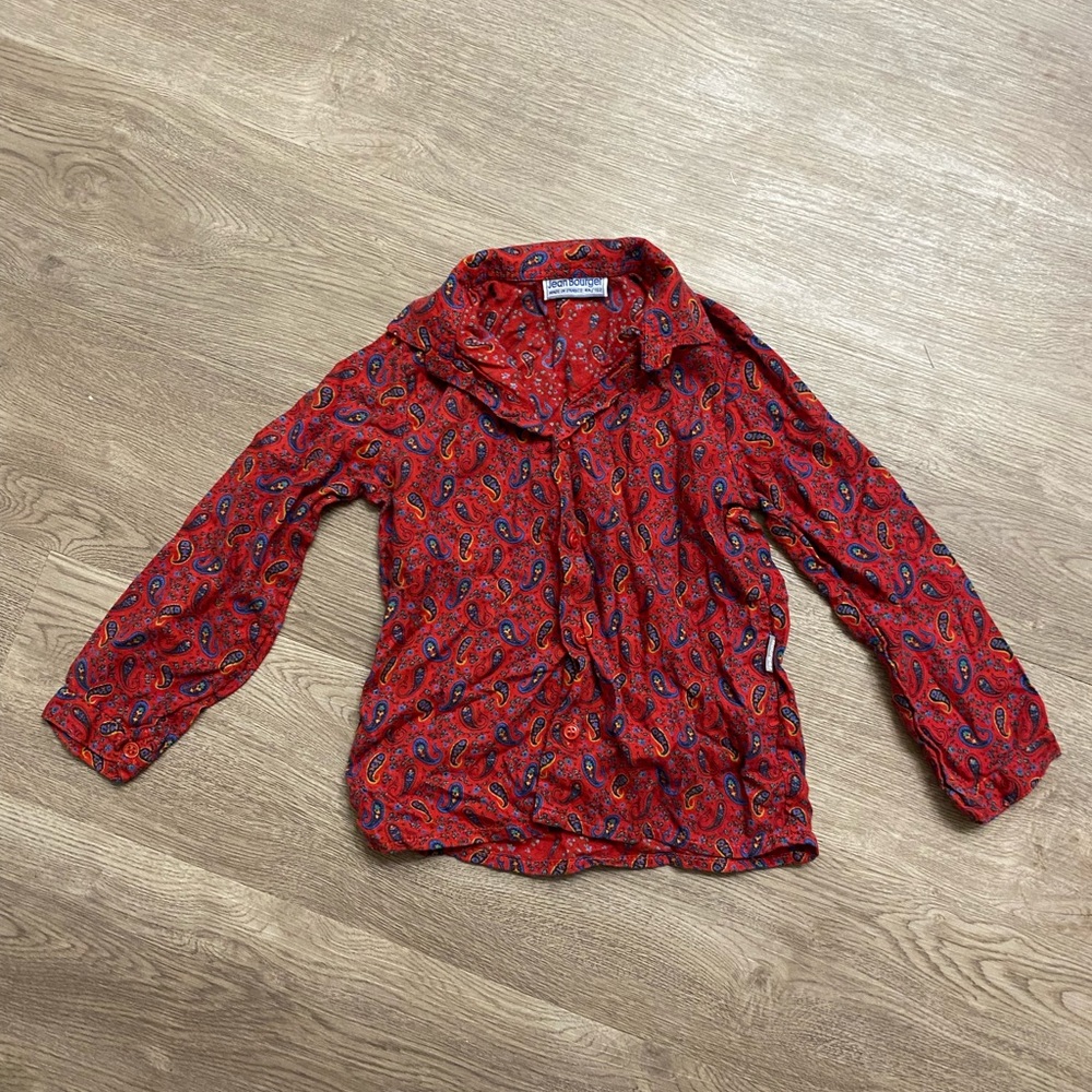 *Jean Bourget Toddler boys red paisley button up top size 2T
